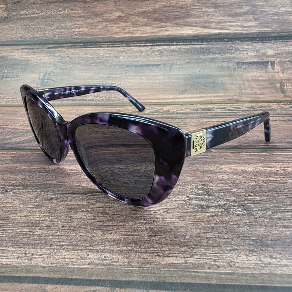 Ann Taylor Purple Tortoise Cat Eye Sunglasses Gold Logo ATP905 C03 51-16-130